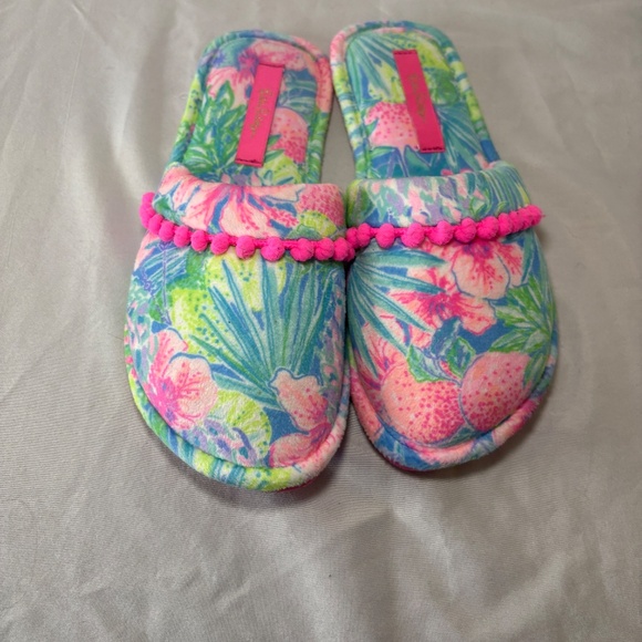 Lilly Pulitzer Swizzle Slippers Slip on 10” long Size Small Soft Bright - Picture 4 of 7